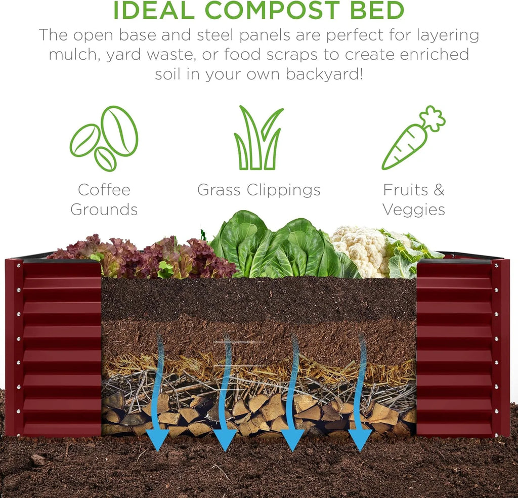 Gloaa 6x3x2ft Outdoor Metal Raised Garden Bed, Deep Root Box Planter for Vegetables, Flowers, Herbs, and Succulents w/ 269 Gallon Capacity Sage Green
