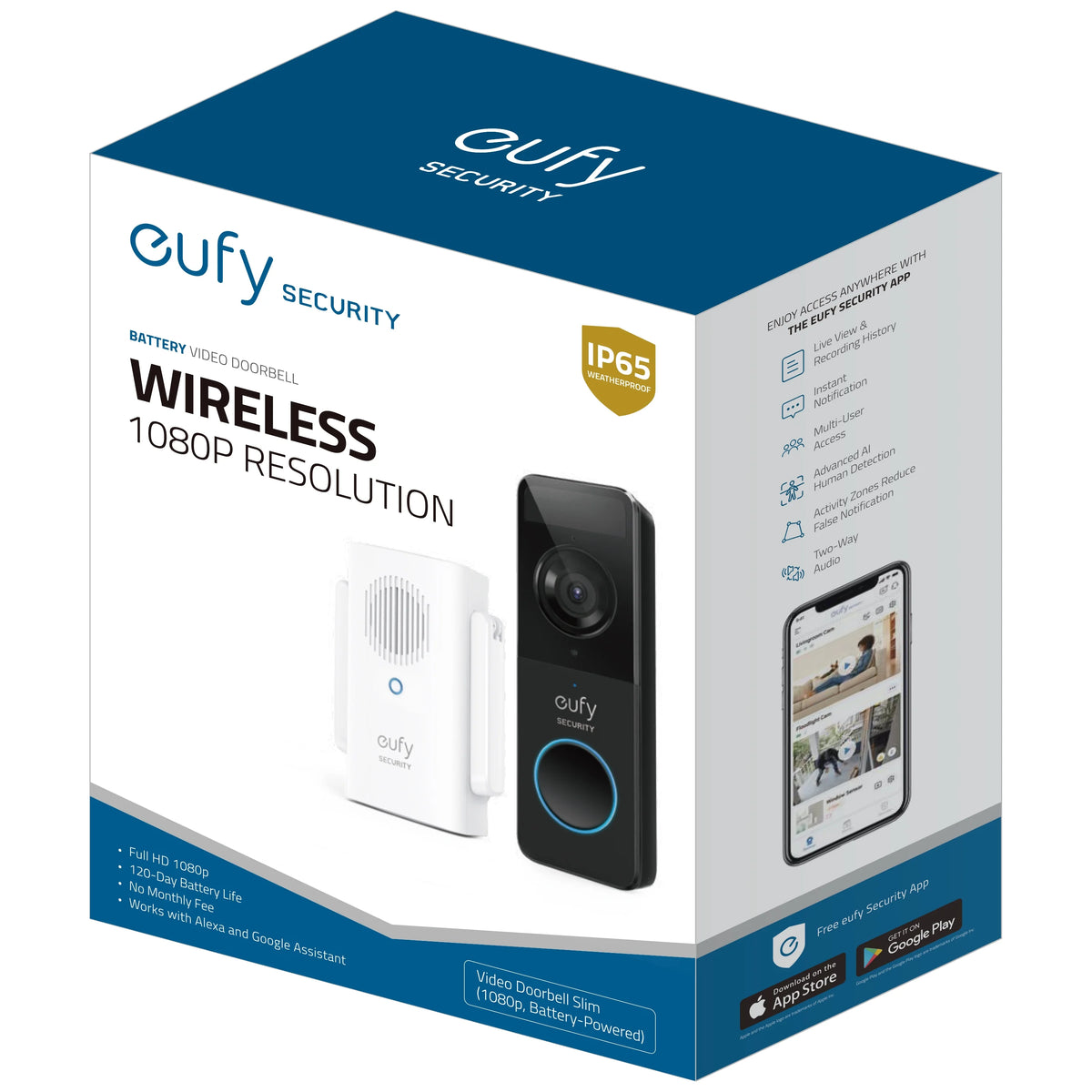 eufy Wireless 1080p Video Doorbell with Chime, Locally Stored Data