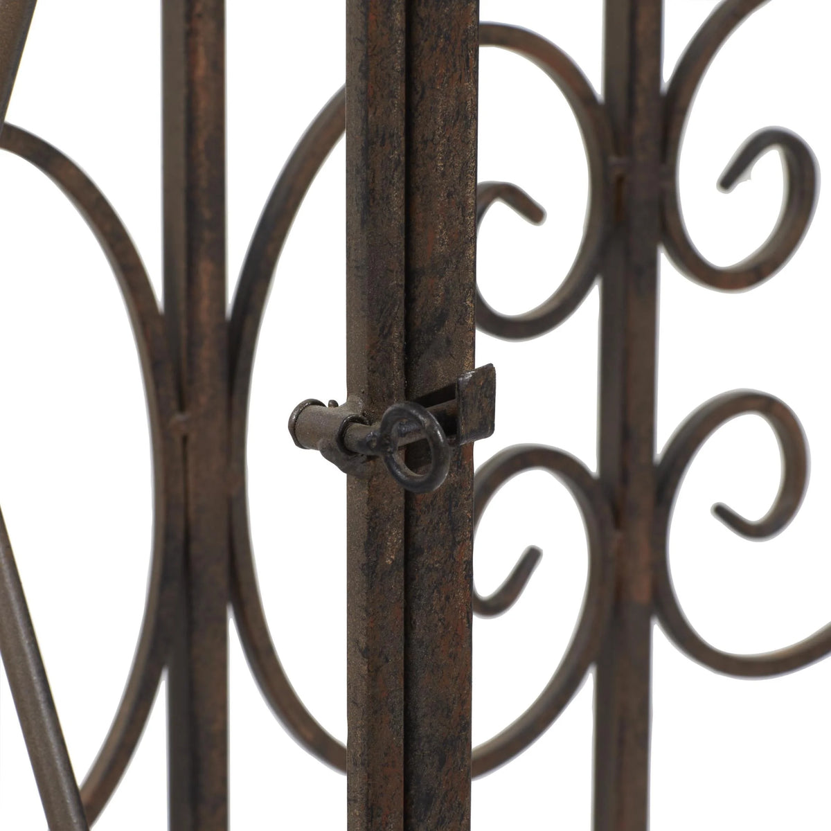 DecMode Traditional Metal Arch with Botanical Design Garden Arbors with Latch Lock Closure, 78"W x 94"H