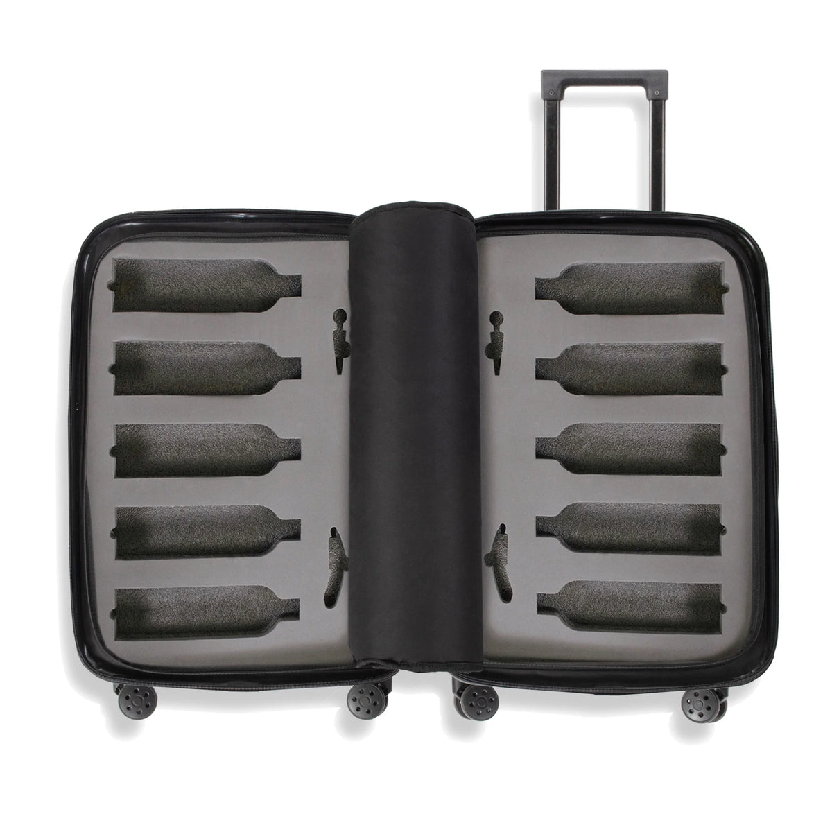 The Ten (10-Bottle) Wine Luggage, TSA Approved Anti-Theft Zipper, Lightweight Hard Shell Spinner Suitcase