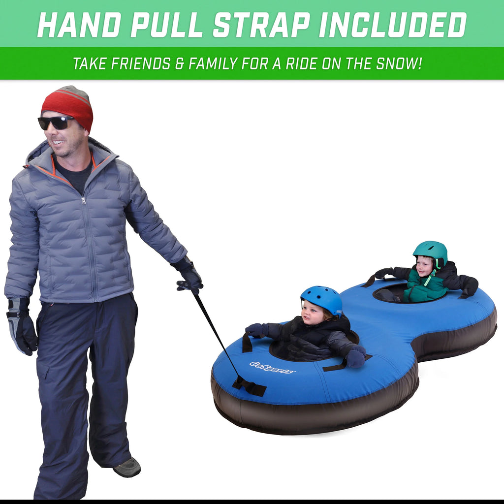 GoSports Heavy Duty 2 Person Winter Snow Tube with Premium Canvas Cover - Blue