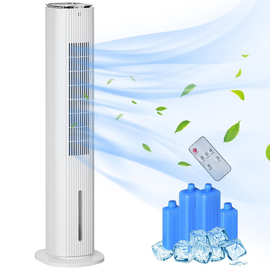 Resenkos 42" 3-In-1 Evaporative Air Cooler with Water Tank, Ice Cooling Fan with Humidifier, 52 Oscillating Portable Swamp Cooler, White