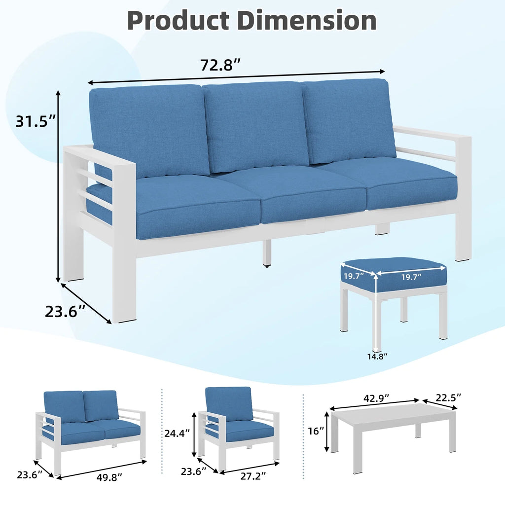 AECOJOY Aluminum Outdoor Furniture Set, 7 Pieces Metal Patio Furniture on sale Outdoor Couch Patio Conversation Set - Light Grey