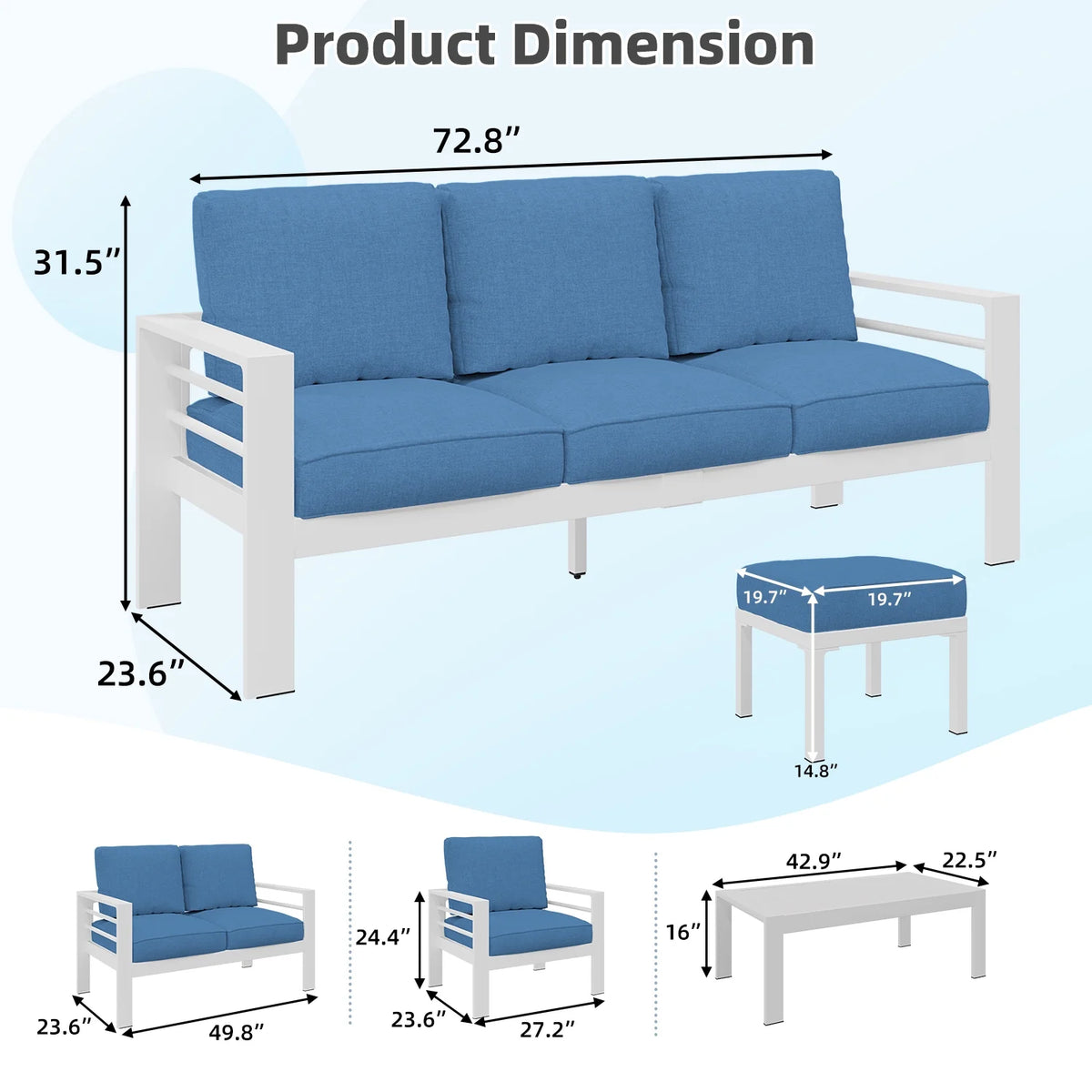AECOJOY Aluminum Outdoor Furniture Set, 7 Pieces Metal Patio Furniture on sale Outdoor Couch Patio Conversation Set - Light Grey