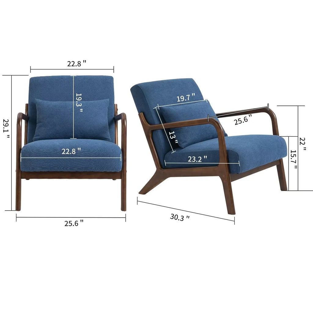 Modern Accent Chair, Upholstered Armchair with Wood Frame, Bronzing Cloth Single Sofa Chair with Lumbar Pillow for Living Room Bedroom Apartment, Orange