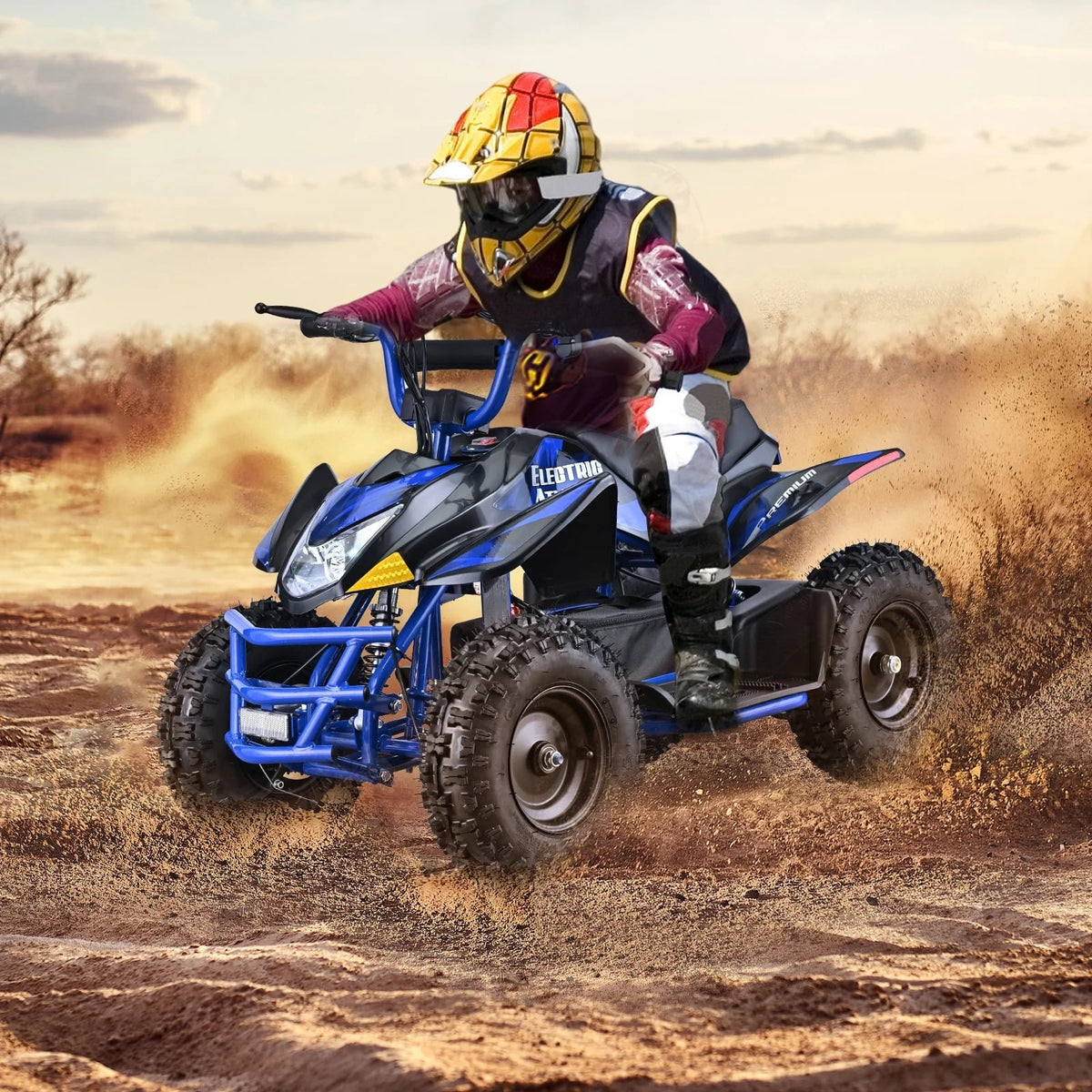 Aoemoe 500W Ride-On Racer 15mph Speed, 36V Battery, 45 60 Min Play, Blue