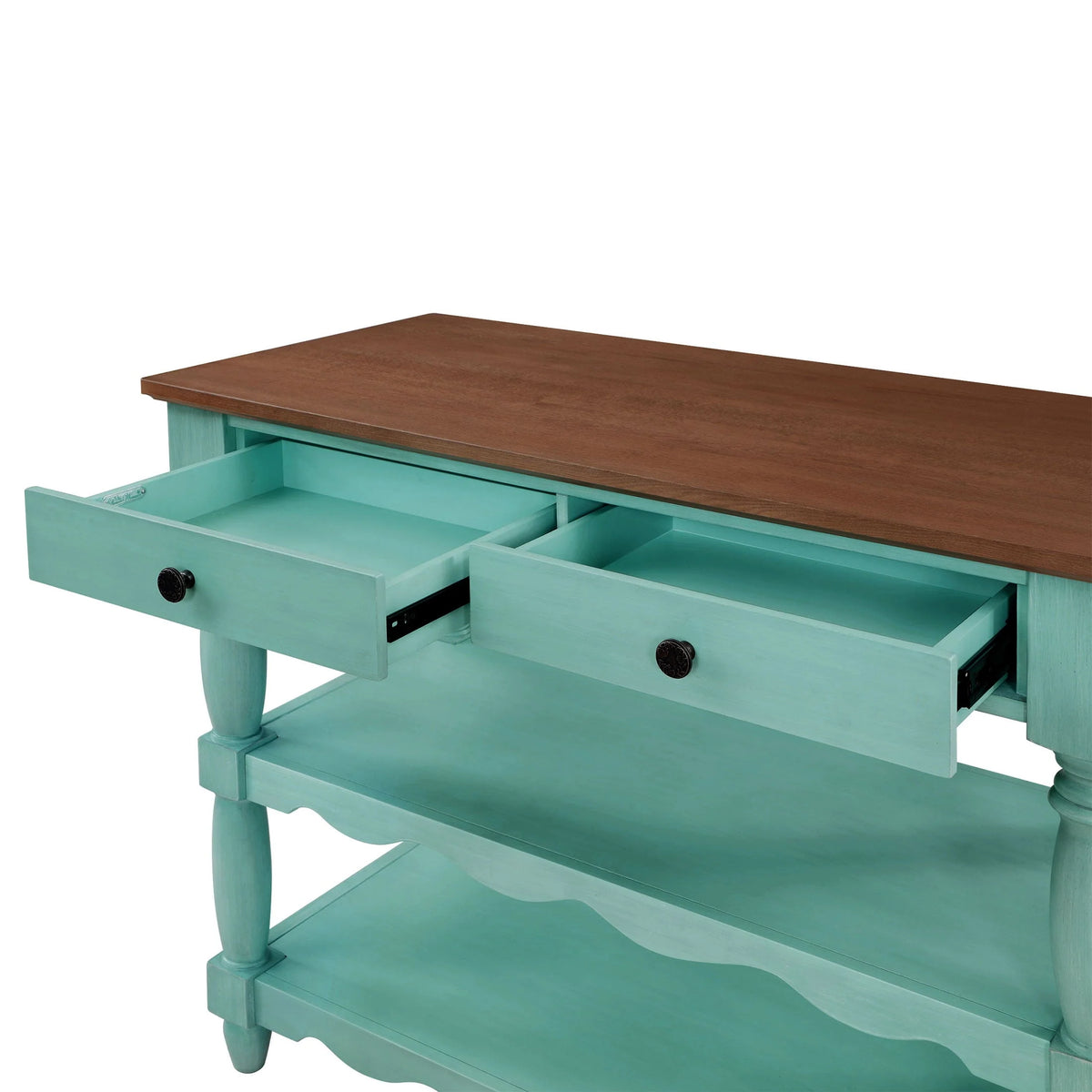 The Pioneer Woman Kitchen Island Made With Solid Wood Frame, Teal