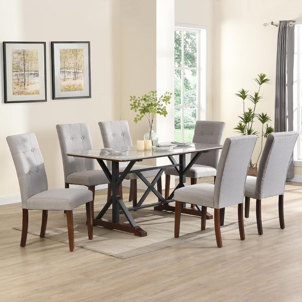Sumdeal 5-Piece Farmhouse Dining Table Set, Wood Round Extendable Dining Table and 4 Upholstered Dining Chairs (Espresso-1Table 4 Chairs)