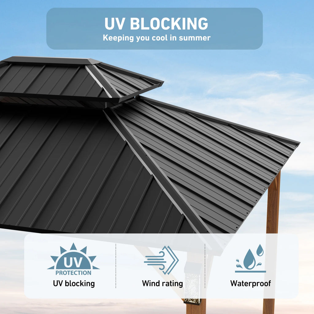 FONA 10'x12' Hard Top Gazebo W/ Solar LED light
