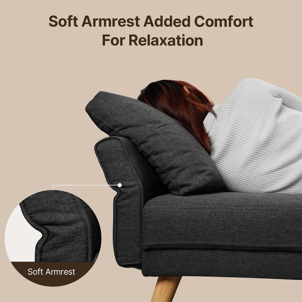 Lofka Sofa Couch with Large Storage Pockets and Soft Seats,Modern Loveseat Sofa for Apartment, Office, Bedroom,Deep Gray