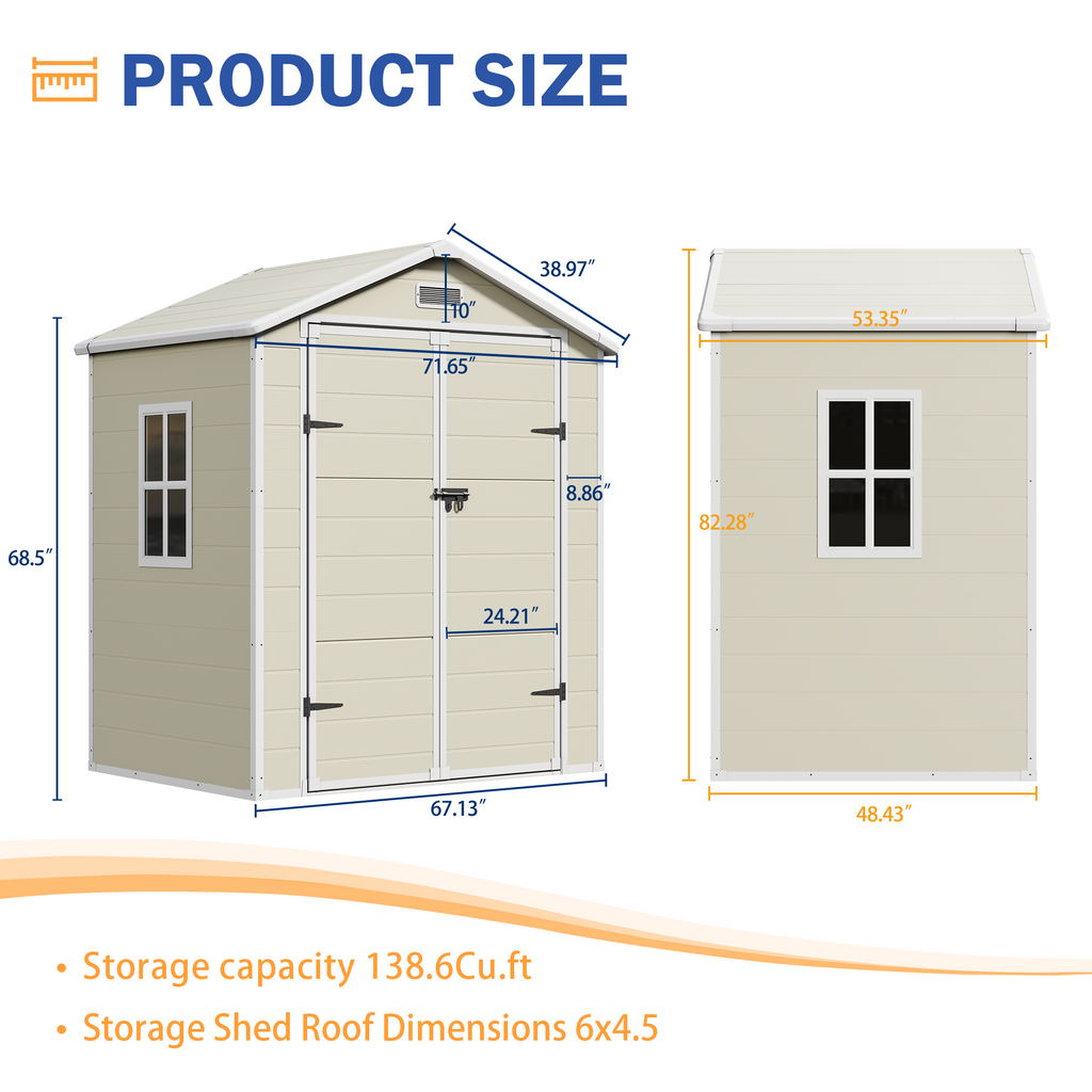 UDPATIO Outdoor Storage Shed 5x3 FT, Resin Garden Shed for Backyard, Patio, Lawn, Grey & White
