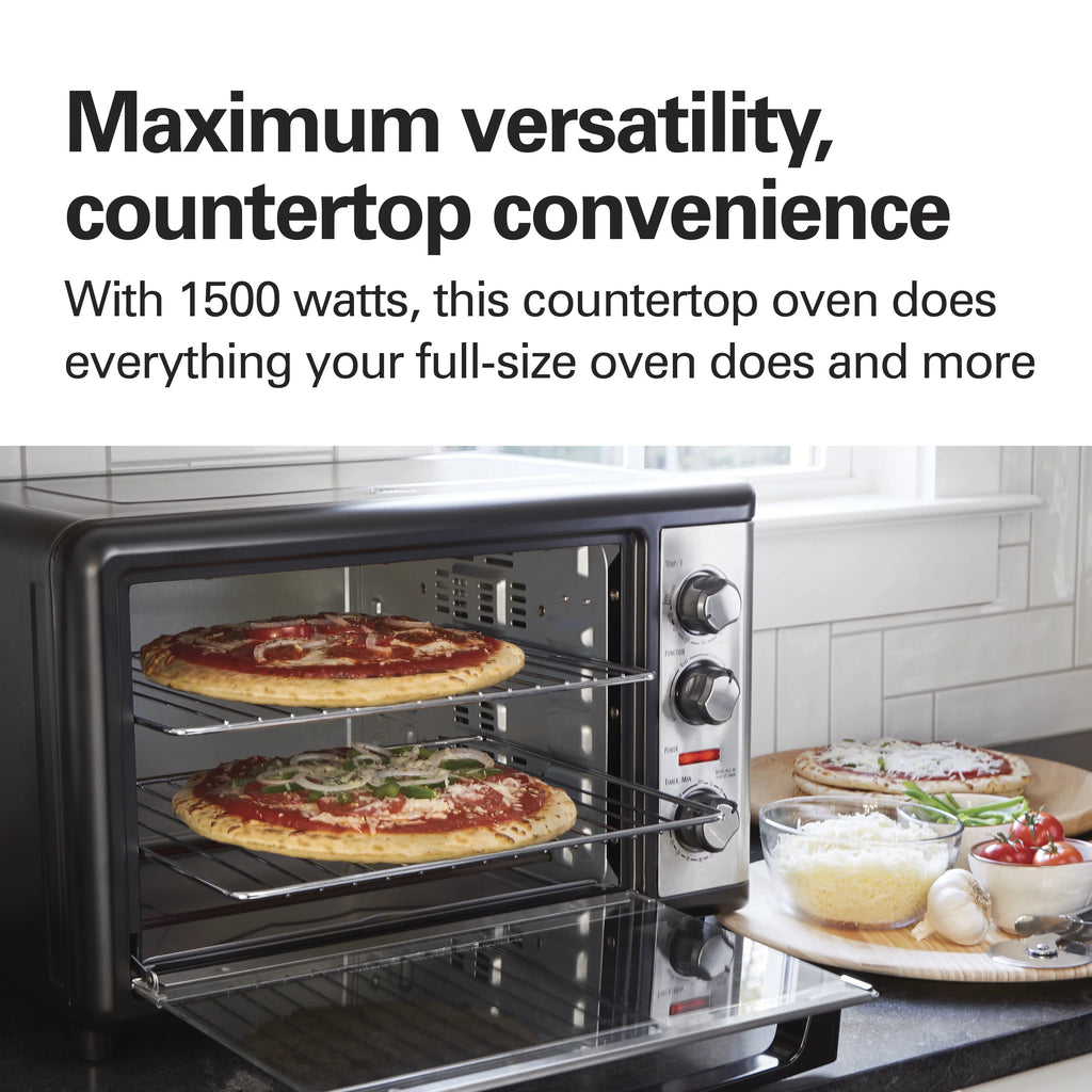 Hamilton Beach Countertop Oven with Convection and Rotisserie, Baking, Broil, Extra Large Capacity, Stainless Steel, 31108