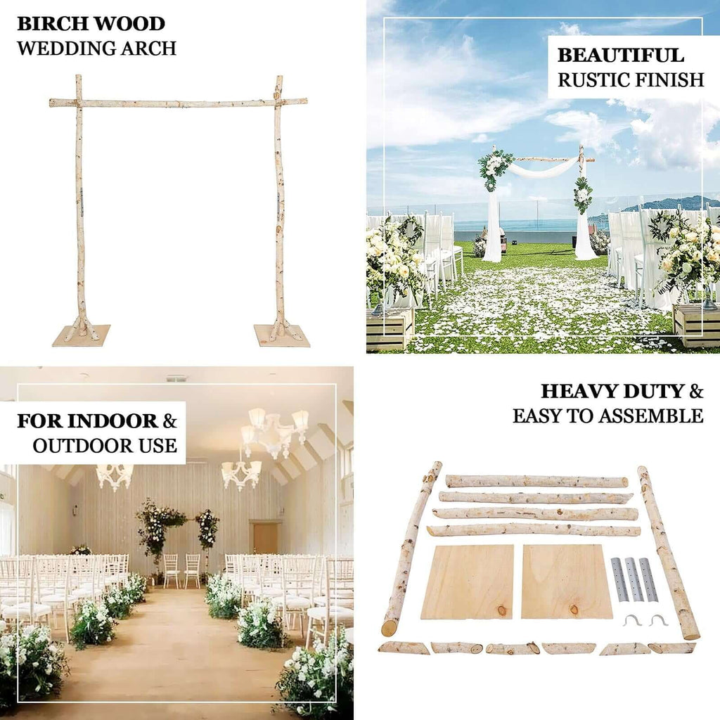 Efavormart 7FT Rustic Square Wedding Arch Wooden Backdrop Stand, Wedding Ceremony Arch - Brown