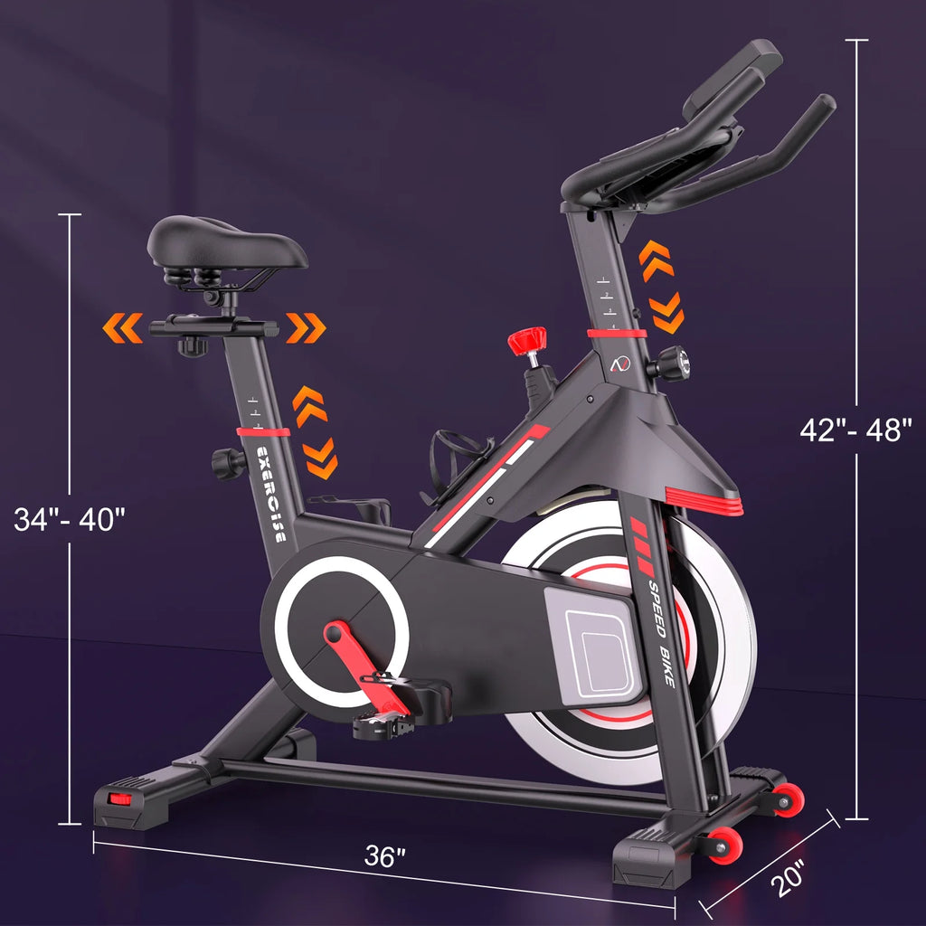 Exercise Bike Indoor Stationary Cycling Bike with 300lbs Weight Capacity,100% Resistance Adjustment Range, Heavy Flywheel, Comfortable Seat Cushion & LCD Monitor