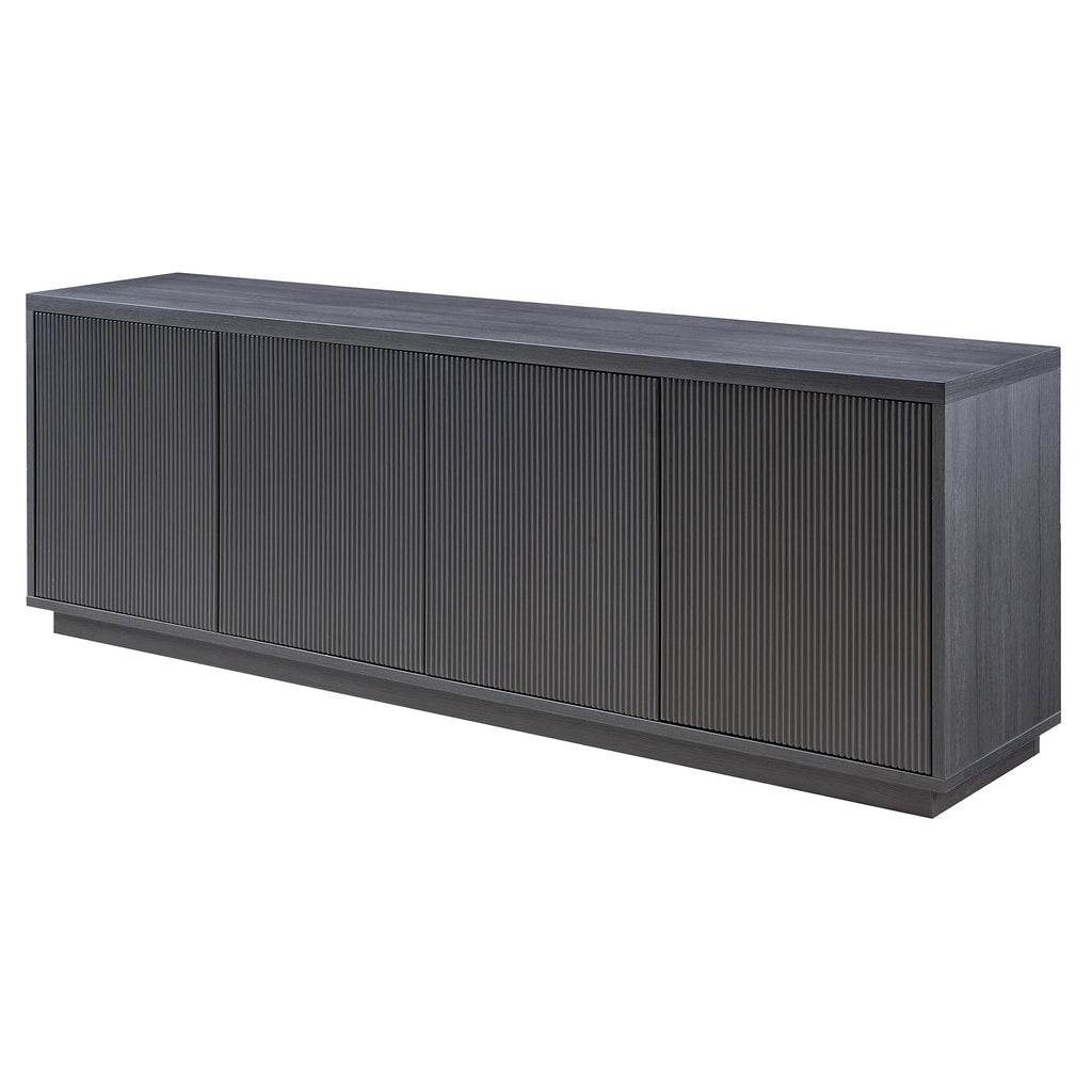 Evelyn&Zoe Hanson Rectangular TV Stand for TV's up to 75", Black Grain