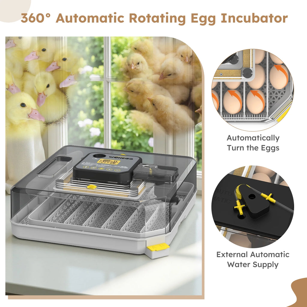 Montary 56 Egg Incubator: Auto Turning, Humidity Control & Water Refill for Chicken/Duck/Goose Eggs w/ Candler