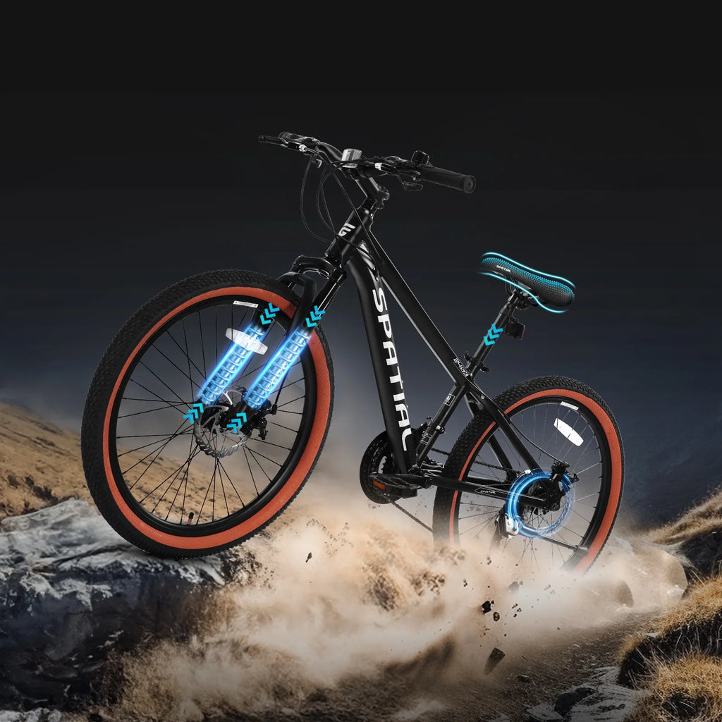 SPATIAL 24/26/27.5/29 inch Mountain Bike,8/21 Speed Lightweight Aluminum Magensium Frame Mountain Bicycle,Fits Men Women Teenagers Adult Disc Brake MTB Bicycle