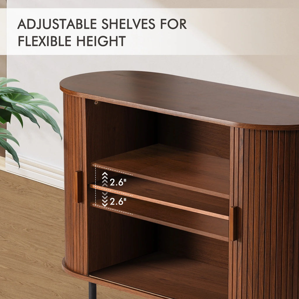 MARNUR Sideboard Buffet Cabinet 40" Storage Cabinet with 2 Sliding Tambour Doors, Adjustable Shelves for Kitchen, Living Room, Hallway, Entryway
