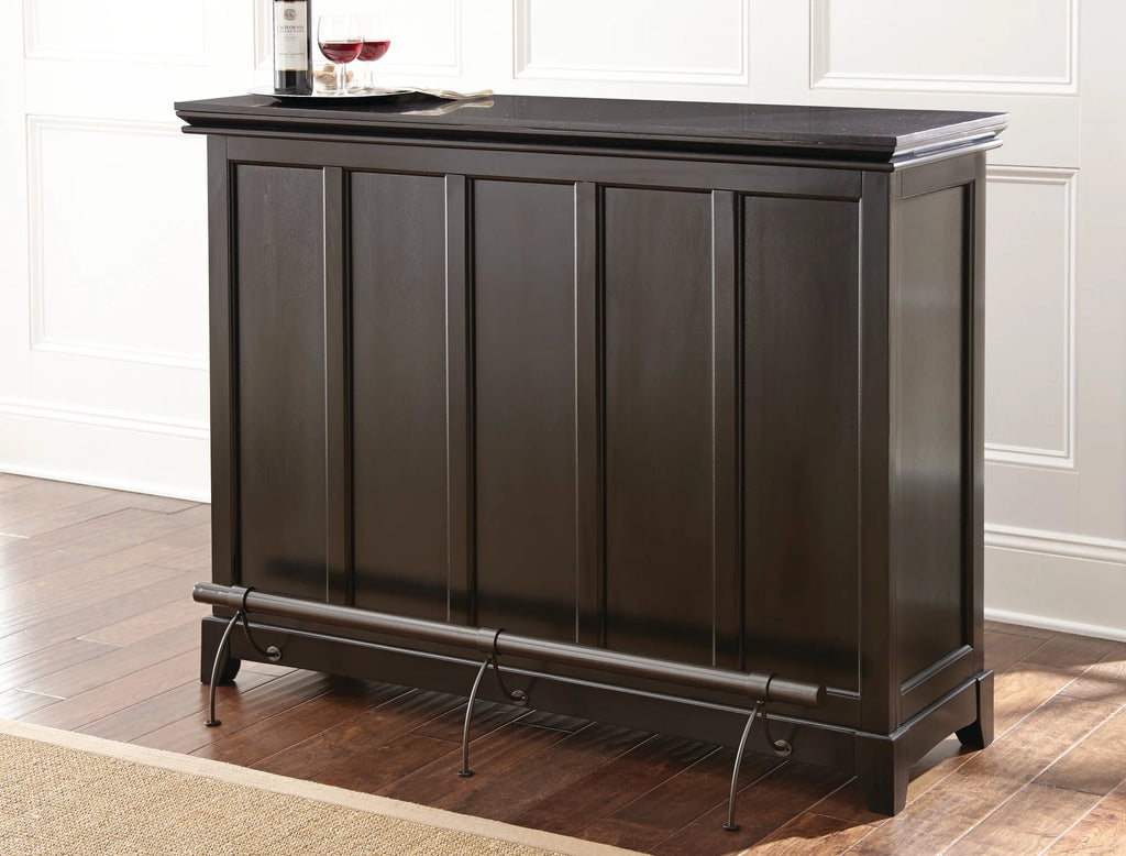 Steve Silver Garcia Pub Style Traditional Home Bar with Silverstone Top, Black