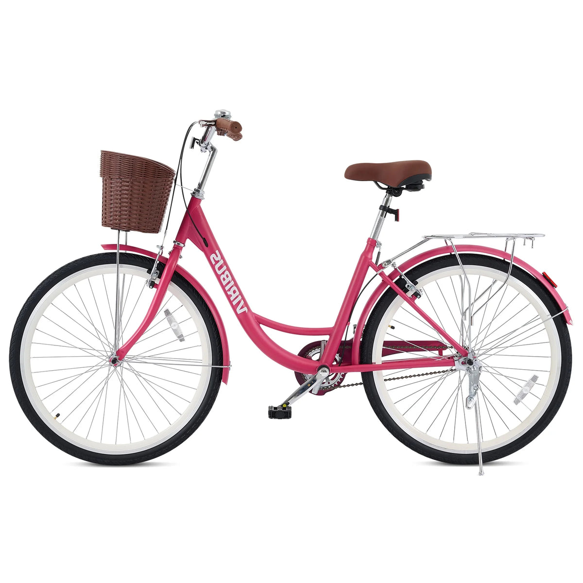 Viribus Women's Comfort Bike 24 inch Beach & City Cruiser Bicycle with Basket Rack White