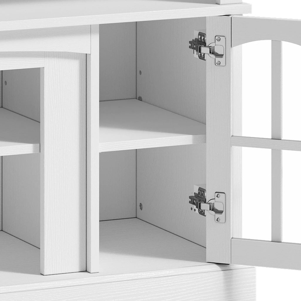 Dextrus Farmhouse LED TV Stand for TVs up to 65'', Wood TV Media Console Entertainment Center for Living Room, White