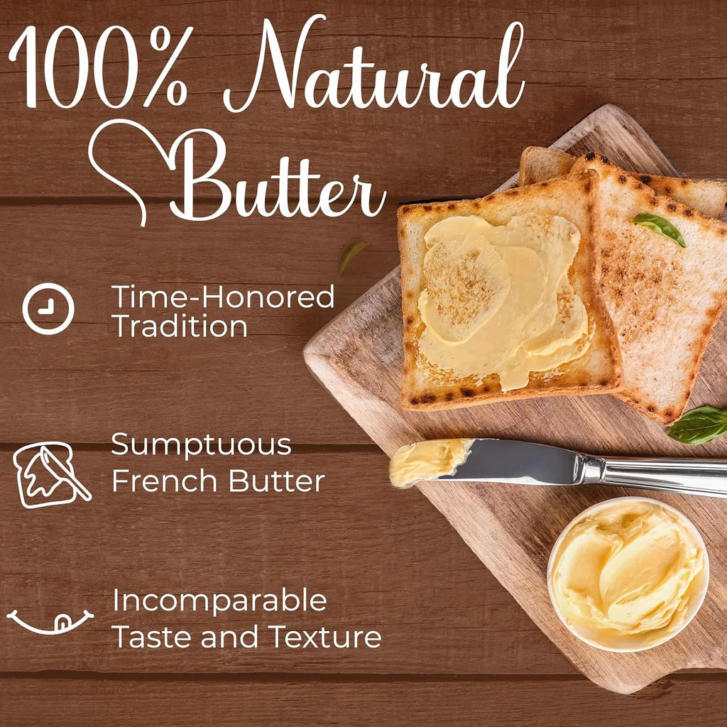 Beurdell Canned French Butter ?100% Natural Salted Pasteurized Real Butter | Long Shelf Life Emergency Survival Food | Great for Cooking, Baking, RV & Camping | Pull Top Lid | Pack of 24 | France