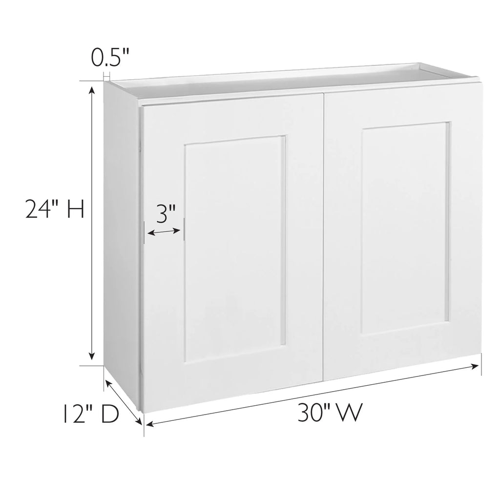 Design House Brookings Solid Wood Shaker Style Ready to Assemble Wall Kitchen Cabinet (30 x 12 x 24), Sherwin Williams? White
