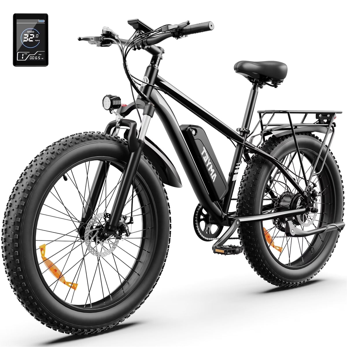 AMYET EB26 Electric Bike for Adults, 26*4.0 Fat Tire E-Mountain Bicycle,Peak 1500W Motor 48V 15Ah 7-Speed Ebike UL2849
