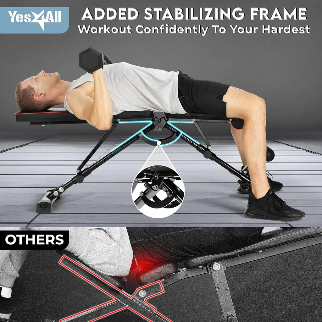 Yes4All Hip Thrust Leg Exercise Machines with Bench, Resistance Bands, Black/Red