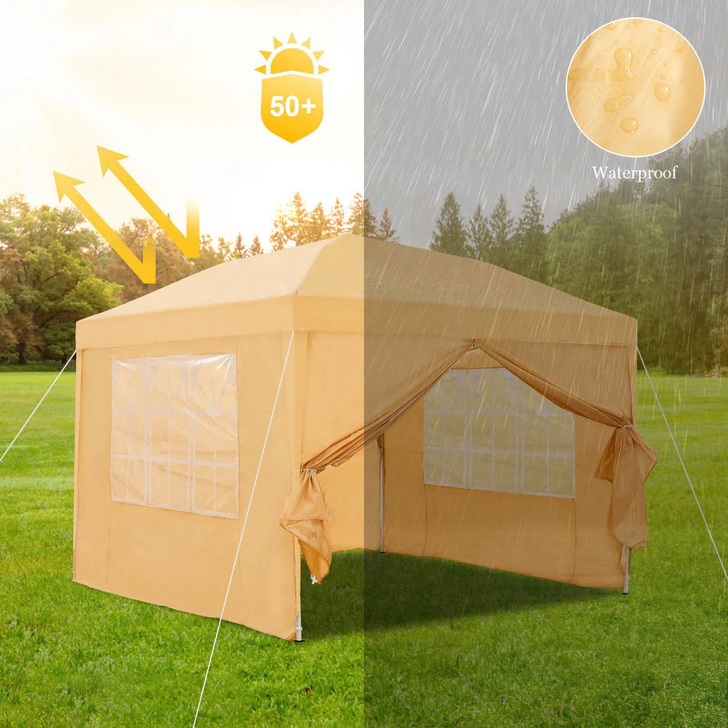 Clipop Portable 10x10ft Pop Up Gazebo, Instant Canopy Waterproof Anti-UV Shelter with 4 Side Panels & Carry Bag,Blue