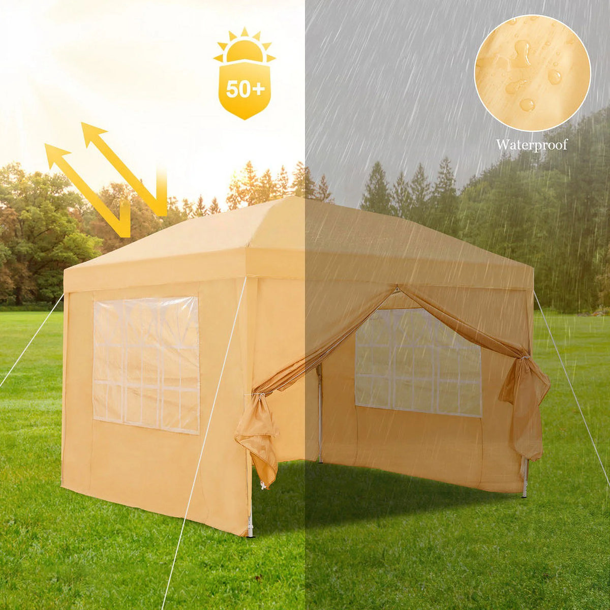 Clipop Portable 10x10ft Pop Up Gazebo, Instant Canopy Waterproof Anti-UV Shelter with 4 Side Panels & Carry Bag,Blue
