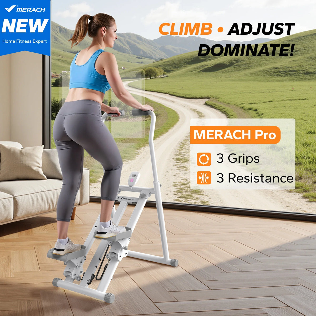 MERACH Stair Stepper for Home Compact Foldable Vertical Climber - Full-Body Workout Stepper, Home Gym Cardio Exercise Equipment