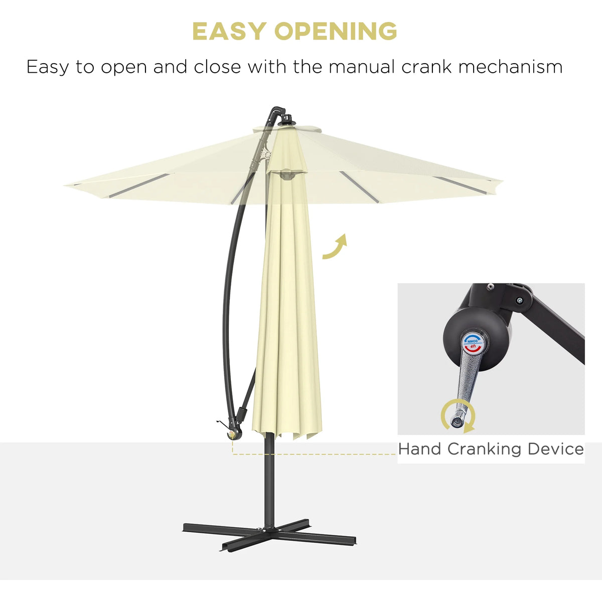 Outsunny 10' Cantilever Hanging Tilt Offset Patio Umbrella with UV & Water Fighting Material and Cross Base (Weight Not Included), Gray