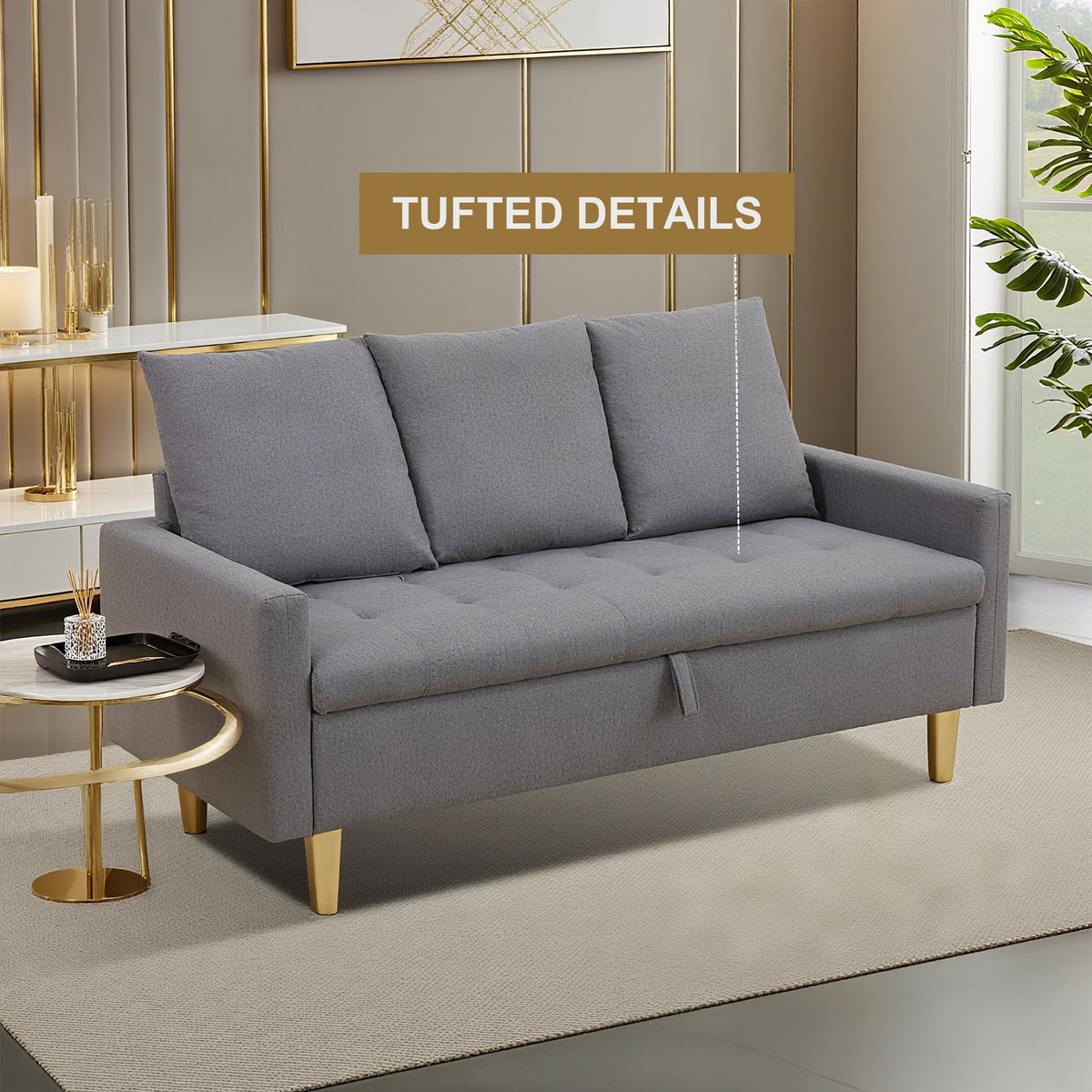 Aukfa 68" Small Sofa Couch Comfy Mid Century Modern Loveseat Sofa for Living Room Bedroom, Cream
