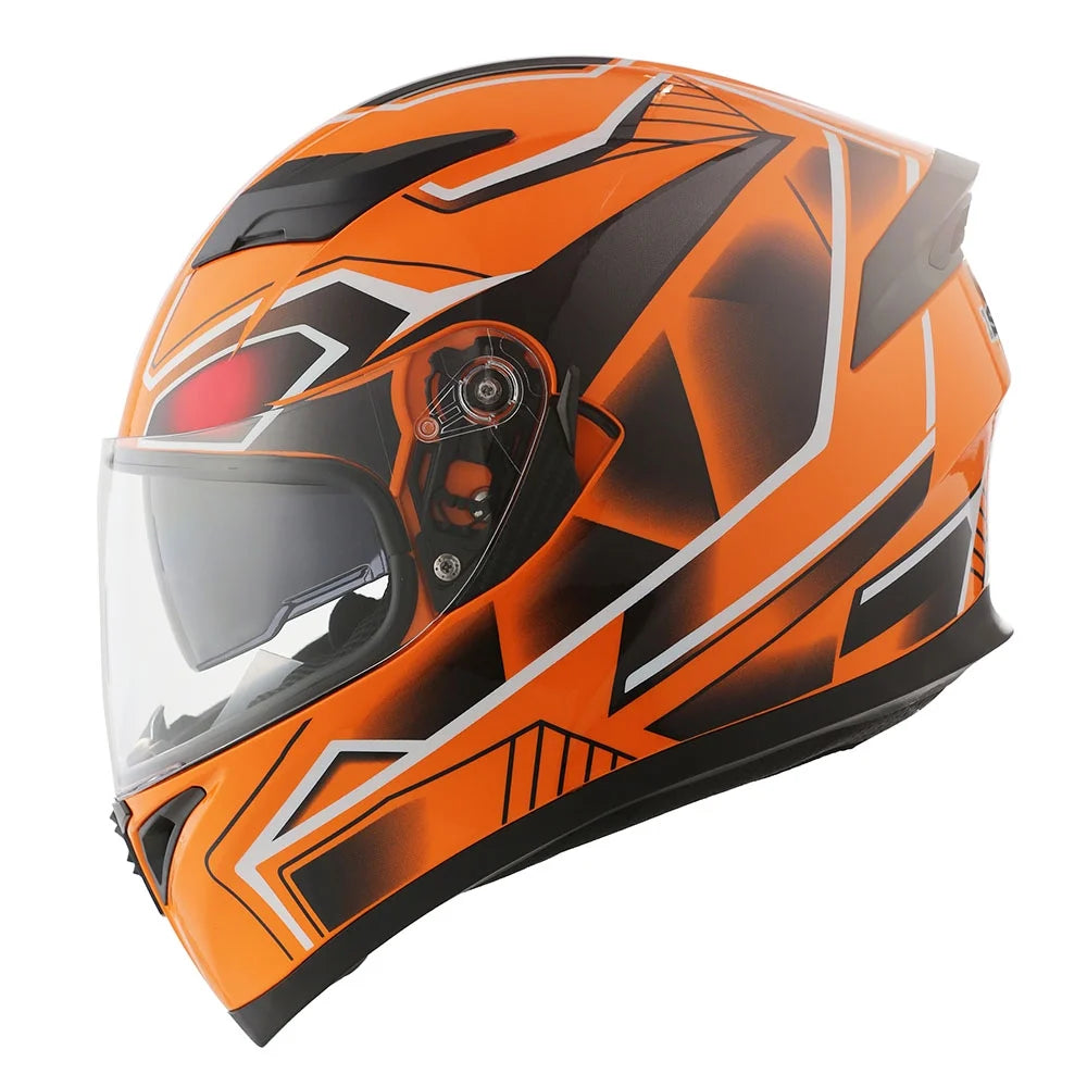 1Storm Motorcycle Modular Full Face Flip up Dual Visor Helmet + Spoiler + Motorcycle Bluetooth Headset: HJK316 Mechanic Red