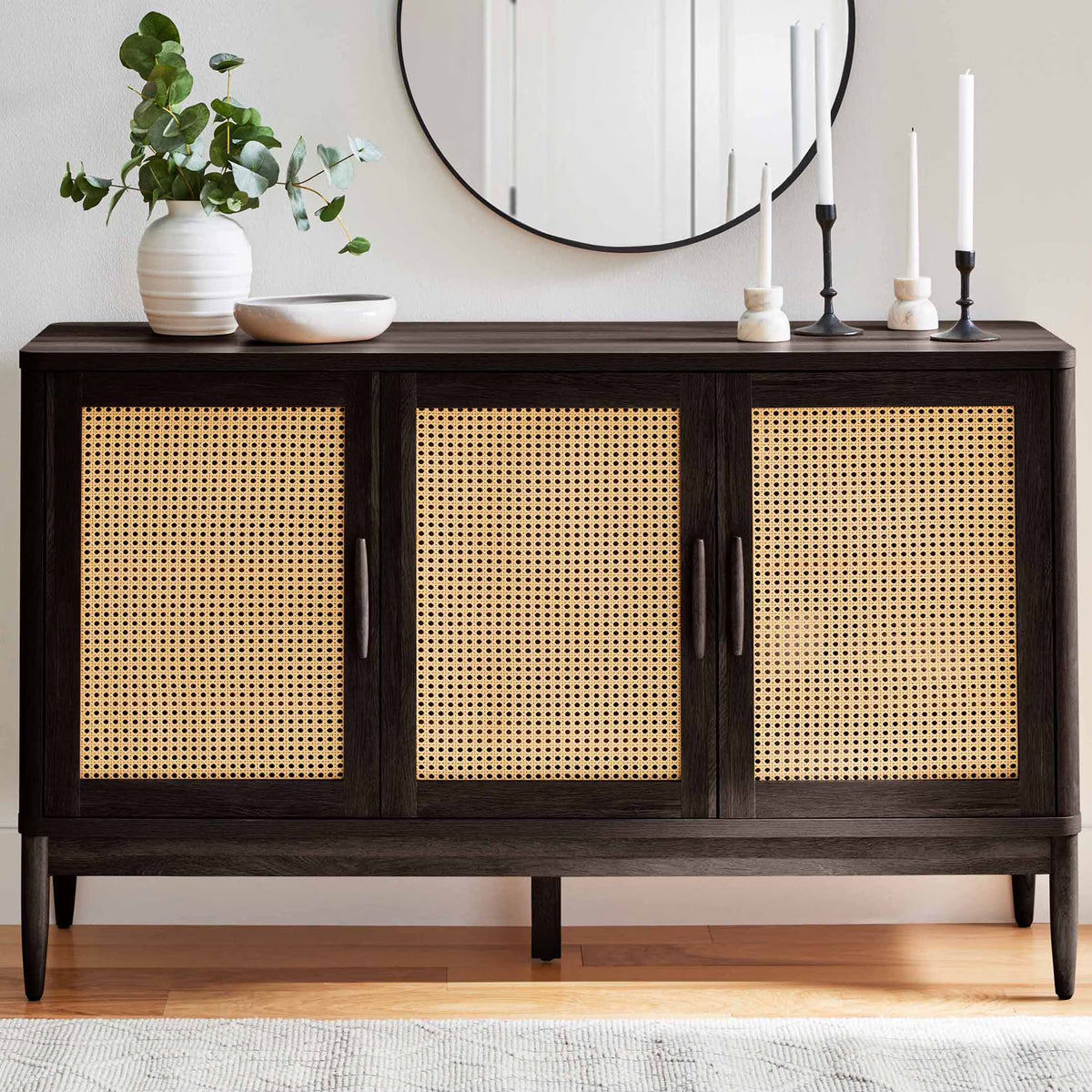 Better Homes & Gardens Springwood Caning Sideboard, Light Honey Finish