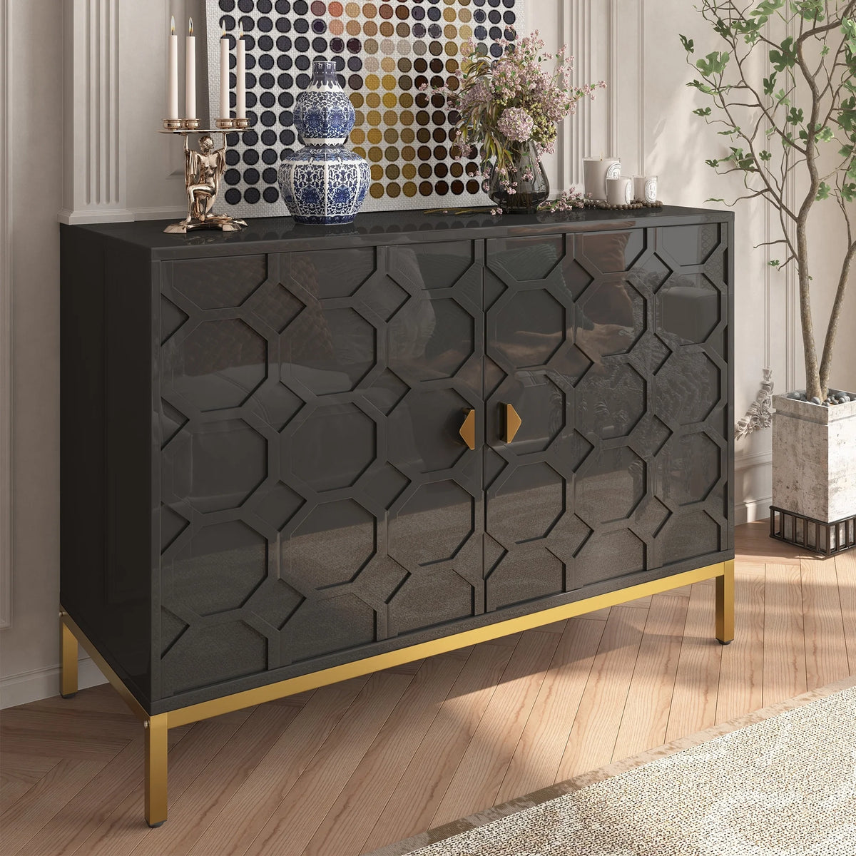 Clihome  2-Door Freestanding Locker Storage Accent Cabinet Blue