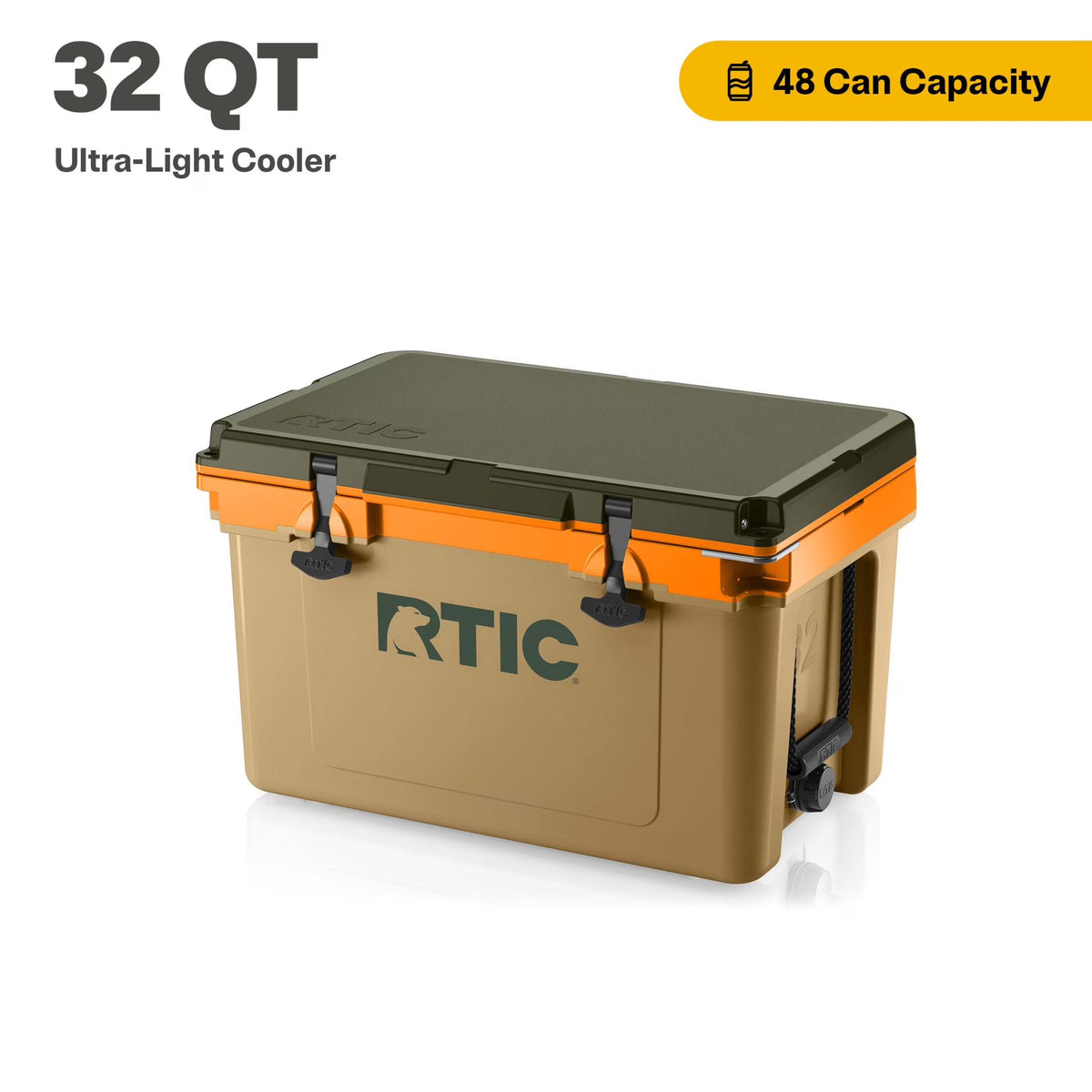 RTIC 32 QT Ultra-Light Hard-Sided Ice Chest Cooler, Fits 48 Cans, Dark Grey & Cool Grey