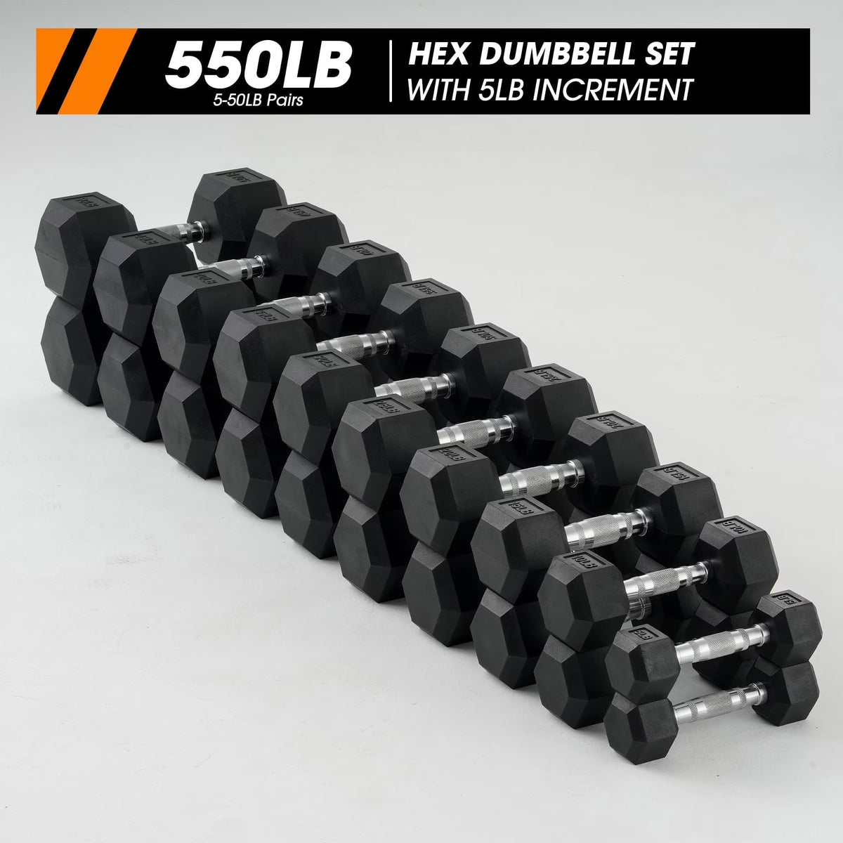 Mikolo Rubber Hex Dumbbell Set with Racks, Option in 450lbs, Strength Training Weight Set Home Gym