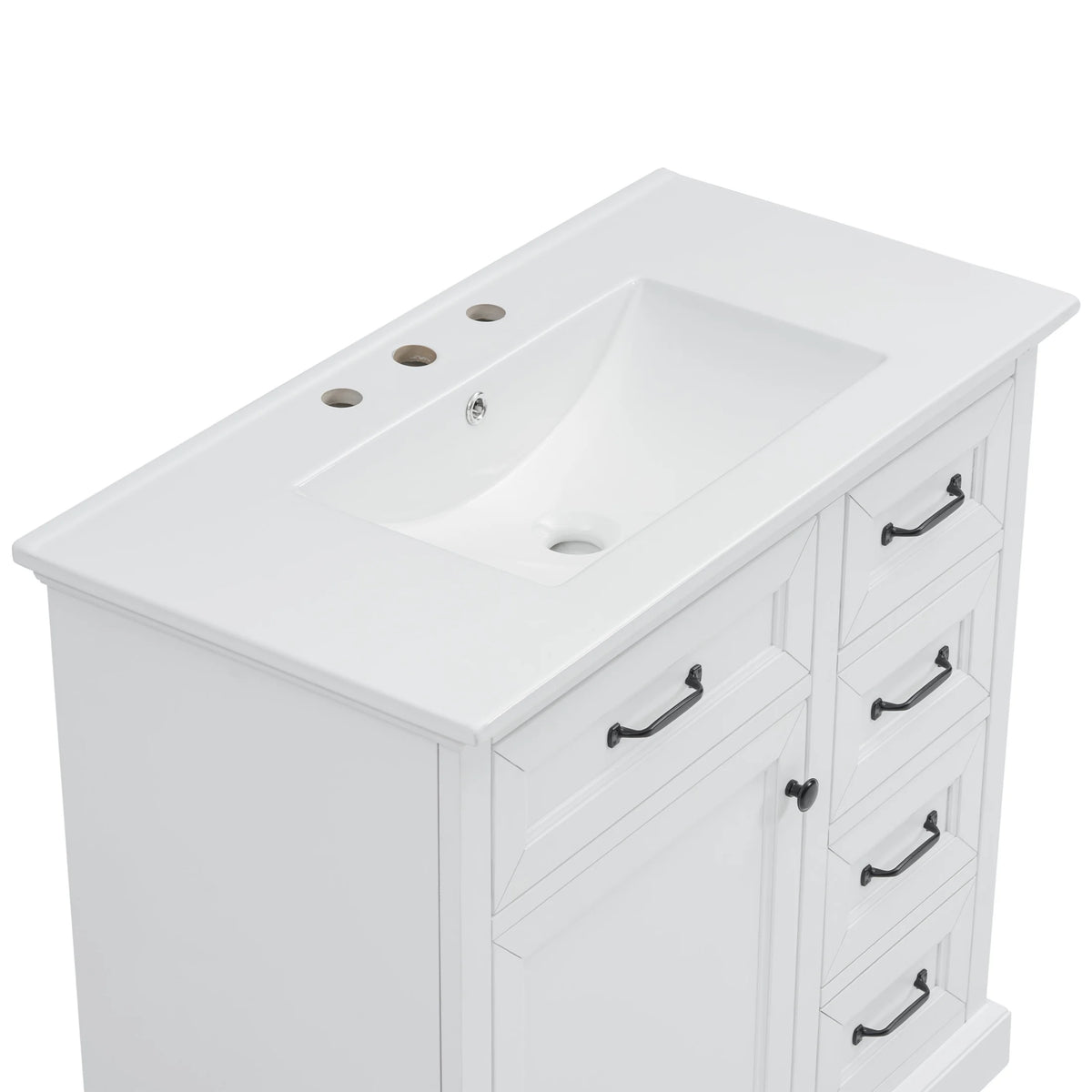 Christopher Knight Home 36" Bathroom Vanity with Sink, Tip-out Drawers, Soft-Close Doors, Grey