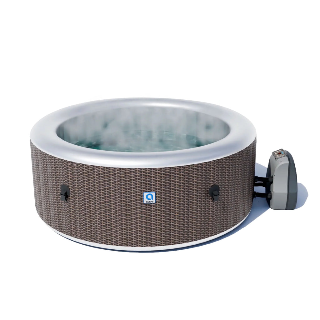 Avenli Nice 4-6 Person Inflatable Hot Tub Spa + Cover, Rattan Pattern, Rapid Heating up to 104F, 140 Water Jets, 264 Gal, Round