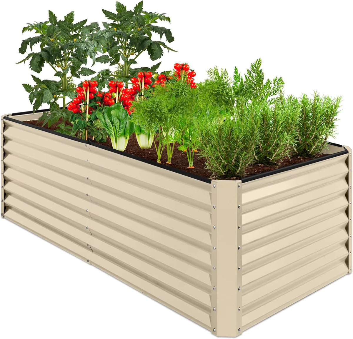 Gloaa 6x3x2ft Outdoor Metal Raised Garden Bed, Deep Root Box Planter for Vegetables, Flowers, Herbs, and Succulents w/ 269 Gallon Capacity Sage Green