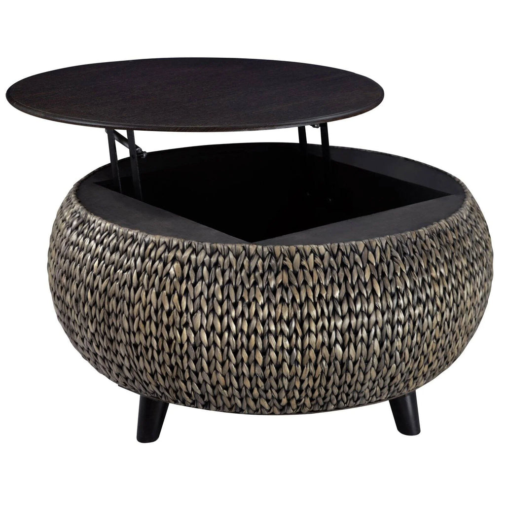 Gallerie Decor Bali Breeze Round Transitional Wood Coffee Table in Silver