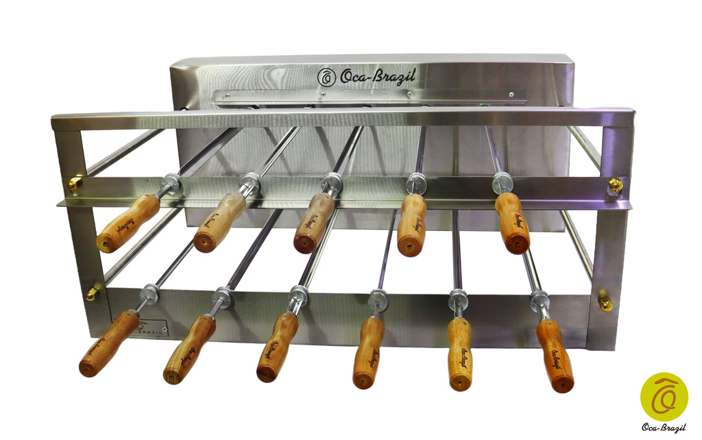 Brazilian BBQ Charcoal Grill - 11 Skewers - Rotisserie System - Oca-Brazil
