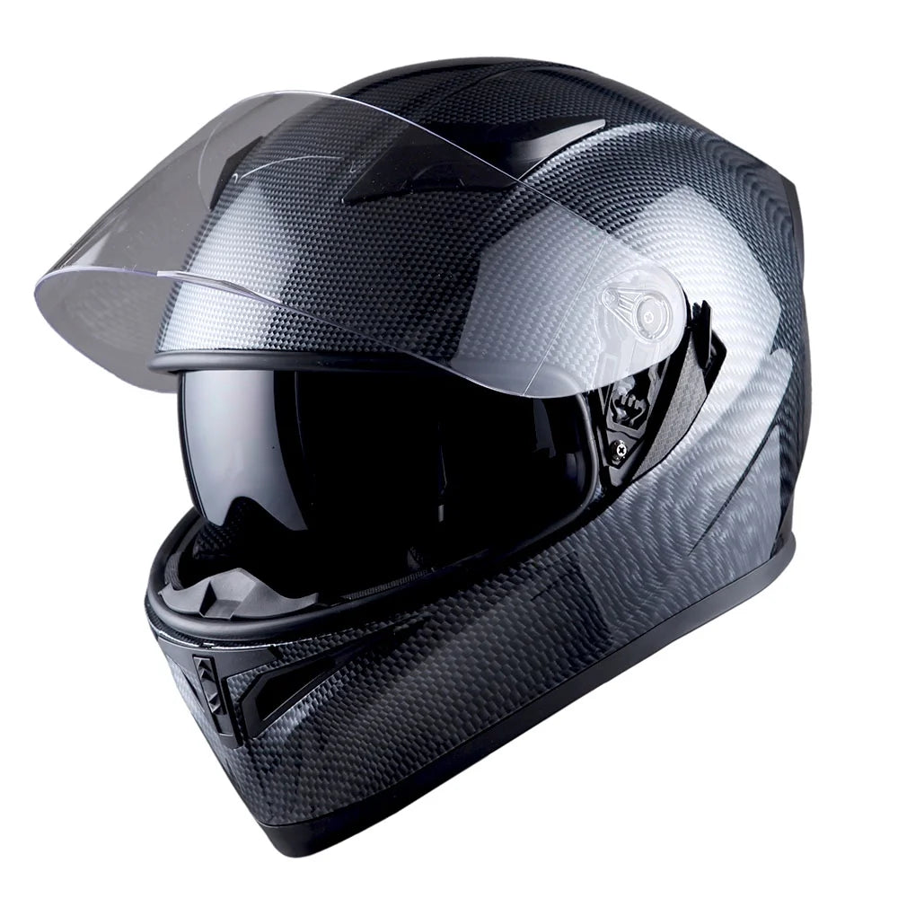 1Storm Motorcycle Modular Full Face Flip up Dual Visor Helmet + Spoiler + Motorcycle Bluetooth Headset: HJK316 Mechanic Red