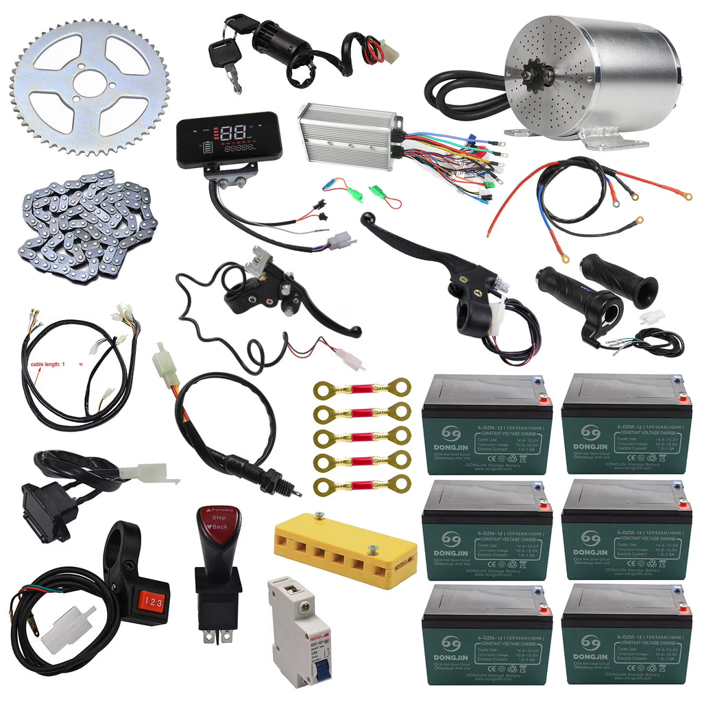 72V 3000W Brushless Motor Kit Controller Battery Handle Throttle for Electric Scooter E Bike Motorcycle DIY Parts Bicycle Kit Go Kart ATV Quad Buggy Golf Cart