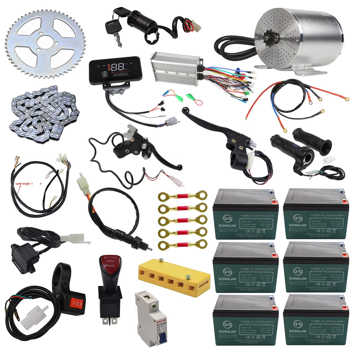 72V 3000W Brushless Motor Kit Controller Battery Handle Throttle for Electric Scooter E Bike Motorcycle DIY Parts Bicycle Kit Go Kart ATV Quad Buggy Golf Cart