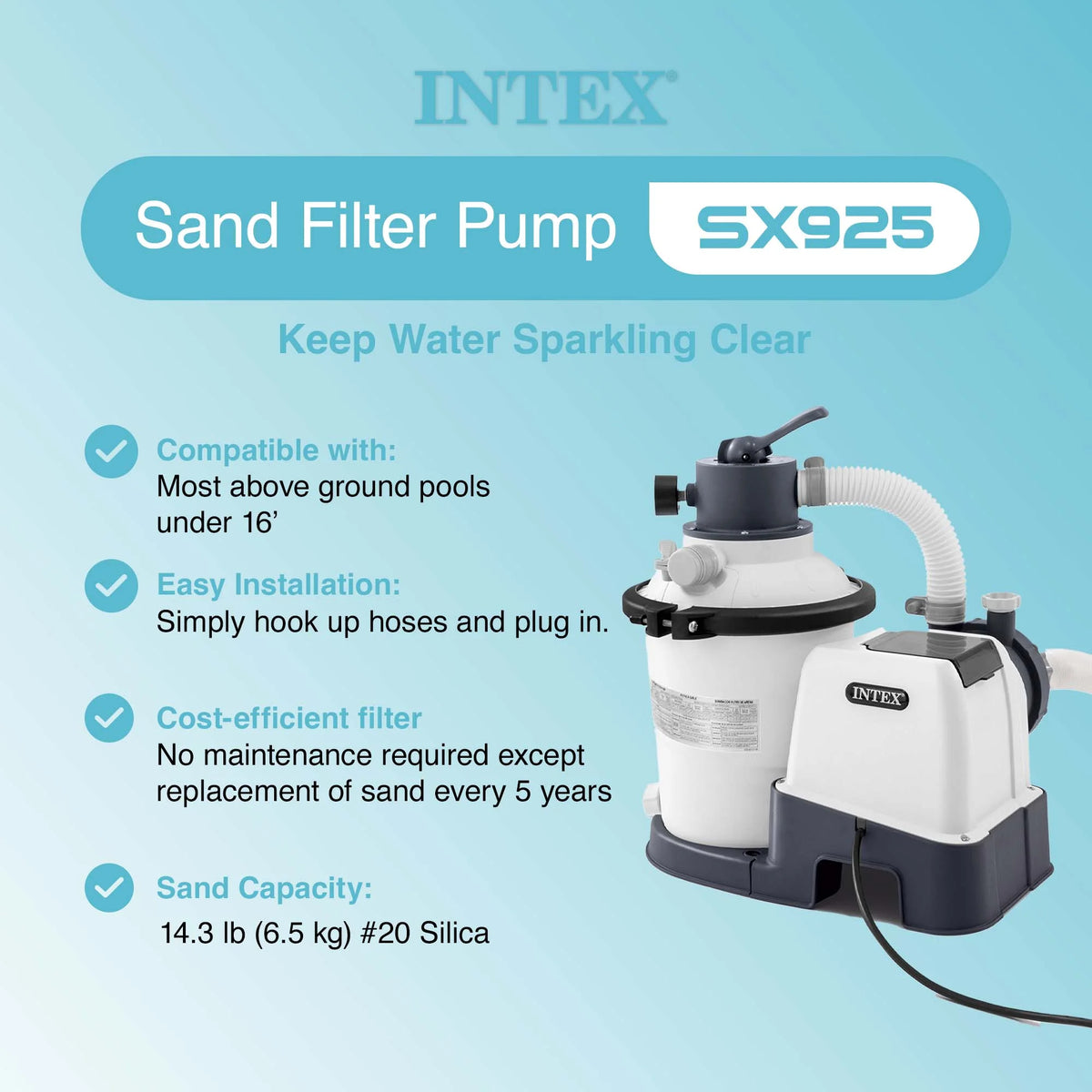 Intex 26641EG Krystal Clear Pool Sand Filter Pump for 4,400 Gallon Pools