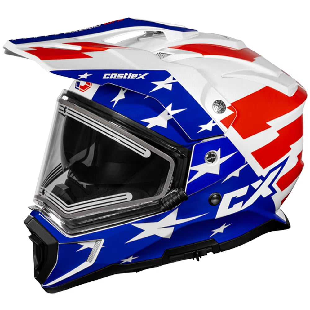 Castle X, 36-28152, Adult Dual Sport Snowmobile Helmet - Heated Shield - CX200 - WRATH - Matte Flo Orange, Small