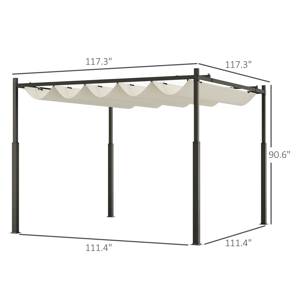 Outsunny 10' x 10' Retractable Pergola with Magnetic Fixture, UPF30+ Patio Pergola, Cream White